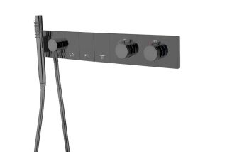 Встраиваемый смеситель для душа Boheme Zodiac Thermo 133-SYS-SGM с термостатом оружейная сталь